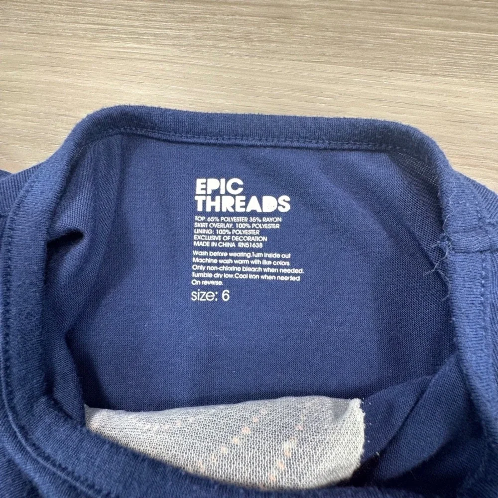 Epic‎ Threads Girls Navy Blue Ice Cream Cone Tulle Dress Size 6
